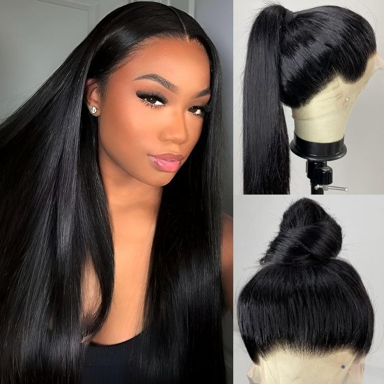 Human Hair Wigs 360 Lace Wigs 180% Density Straight Hair Transparent Lace Wig Natural Hairline and Baby Hair